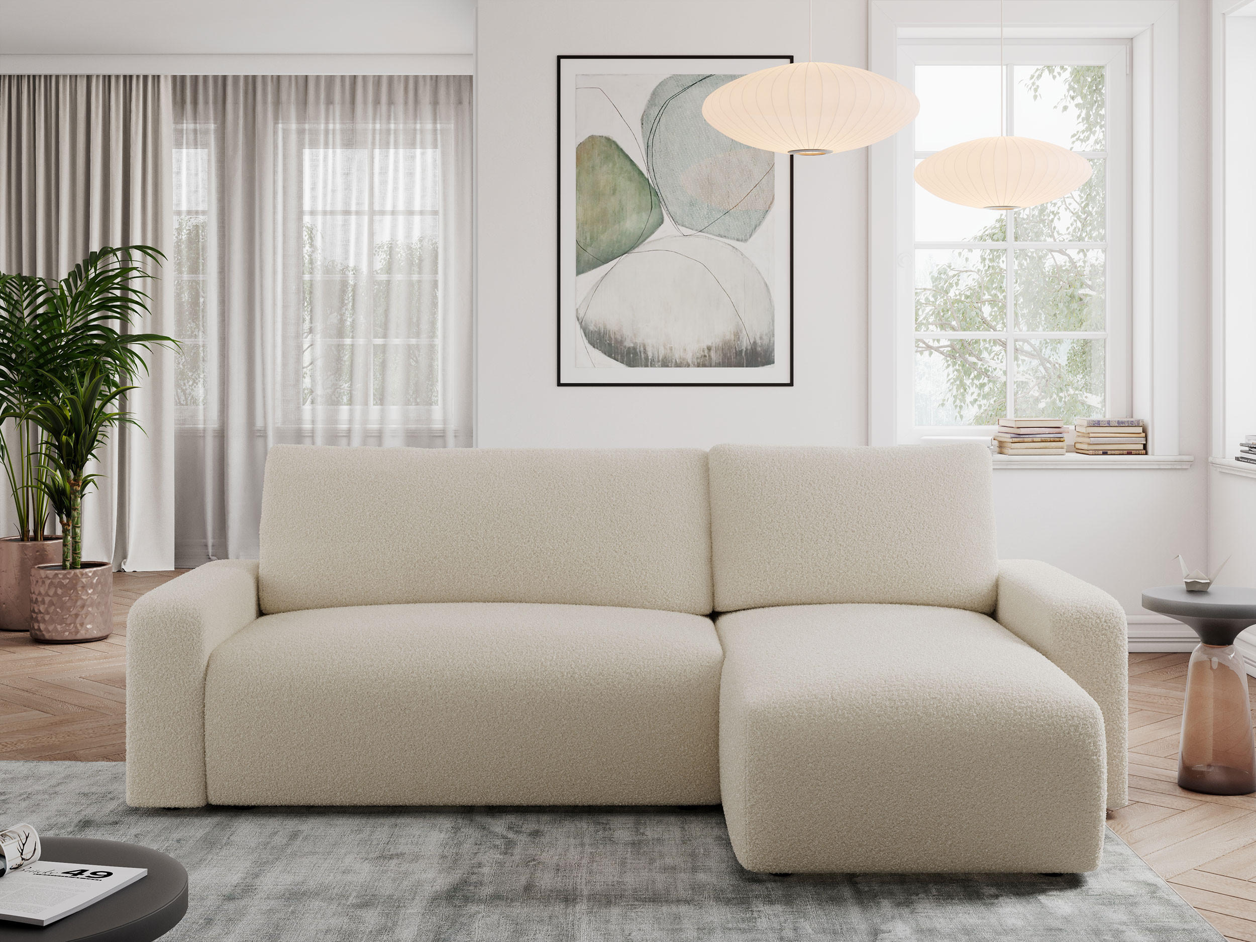 ECKSOFA ARGOS Beige Boucle - Beige/Schwarz, Kunststoff/Textil (245/150cm) - MKS
