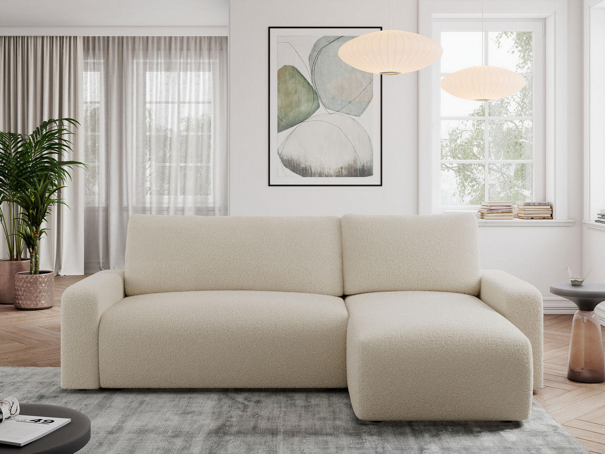 ECKSOFA ARGOS Beige Boucle - Beige/Schwarz, Kunststoff/Textil (245/150cm) - MKS
