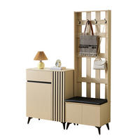 GARDEROBE Set Sitzbank Schuhschrank Sideboard Modern Flur Weiß - Naturfarben, Holzwerkstoff (60/179.5/35cm) - FLIEKS