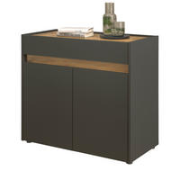 STANDCONTAINER Grau, Eiche Wotan 80 x 70 cm, Büro Kommode mit Stauraum und großem Schubkasten - Eiche Wotan/Schwarz, Holzwerkstoff/Kunststoff (80/70/40cm) - Furn.Design