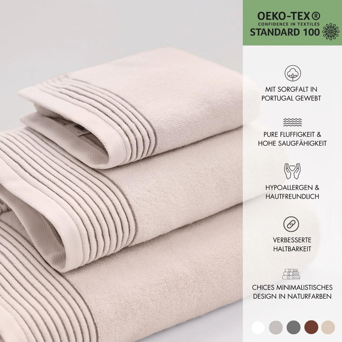 HANDTUCH Serene Bliss 2er set, 50x100cm, Baumwolle, Dunkelbeige - Champagner, Textil (50/100cm) - SOWL