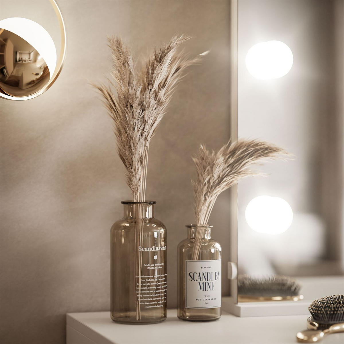 SCHMINKTISCH MADA DOUBLE ELITE mit Spiegel und Beleuchtung, Weiß hochglanz - Weiß, Holzwerkstoff (157/75/55cm) - Lookway