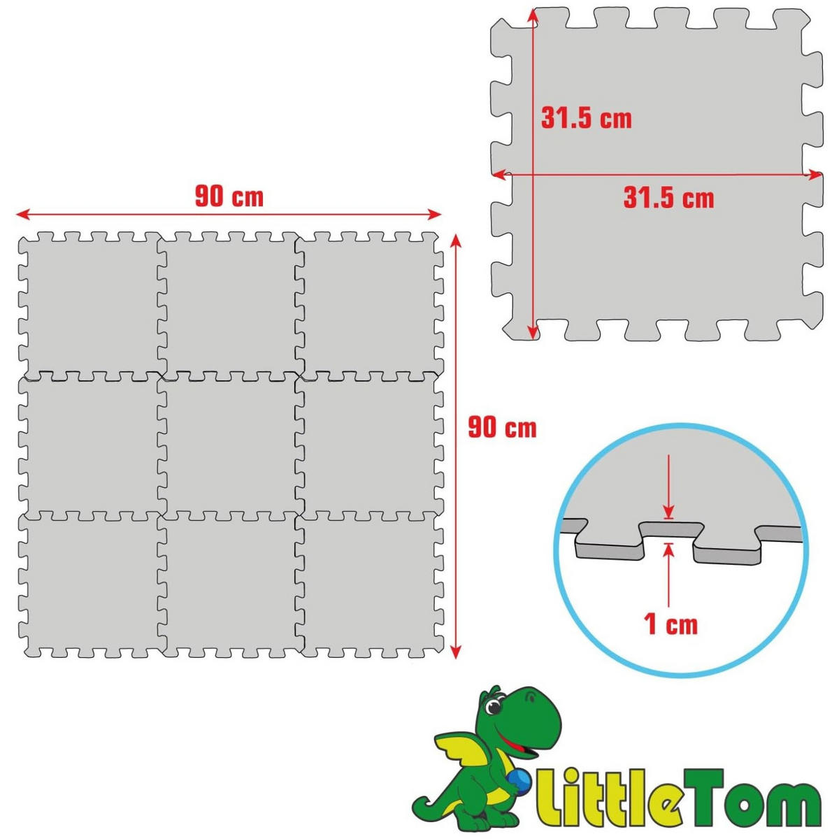 SPIELMATTE ab Null - 90 cm Baby Puzzlematte Mint - Mintgrün, Kunststoff (30/30cm) - Littletom