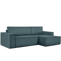 ECKSCHLAFSOFA-RECHTS NAPI in Pet Friendly Cord-Stoff, blau - Blau/Schwarz, Textil (262/148cm) - KONSIMO®