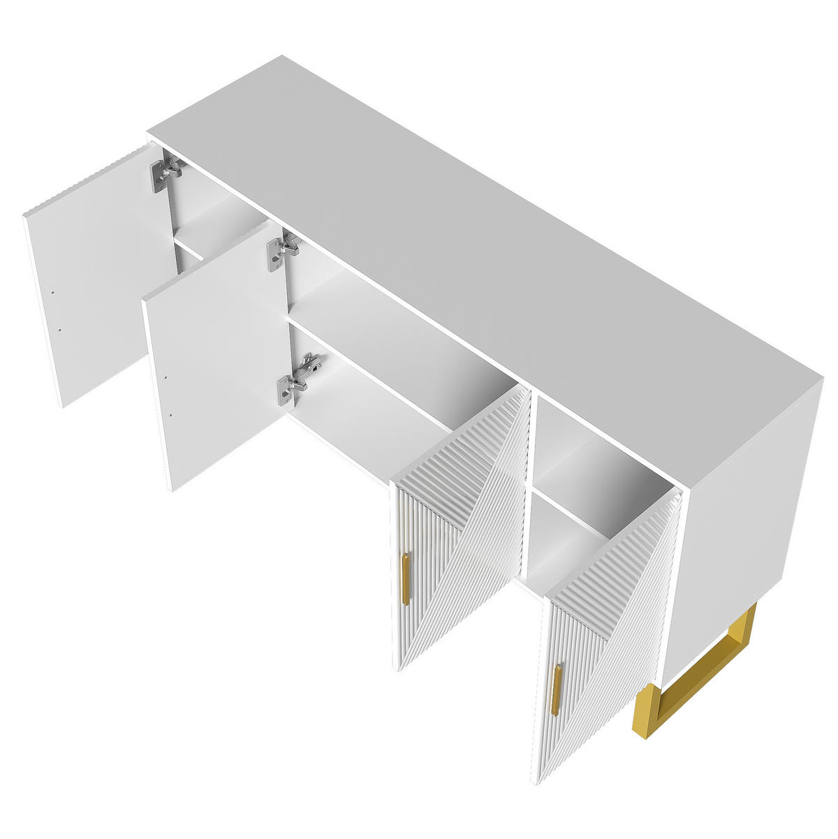 VISOKA komoda 100/47/187 cm z LED osvetlitvijo, steklom in odprtino za kable, MDF, Siva/Naravna - naravne barve, leseni material (100/187/47cm) - Redom