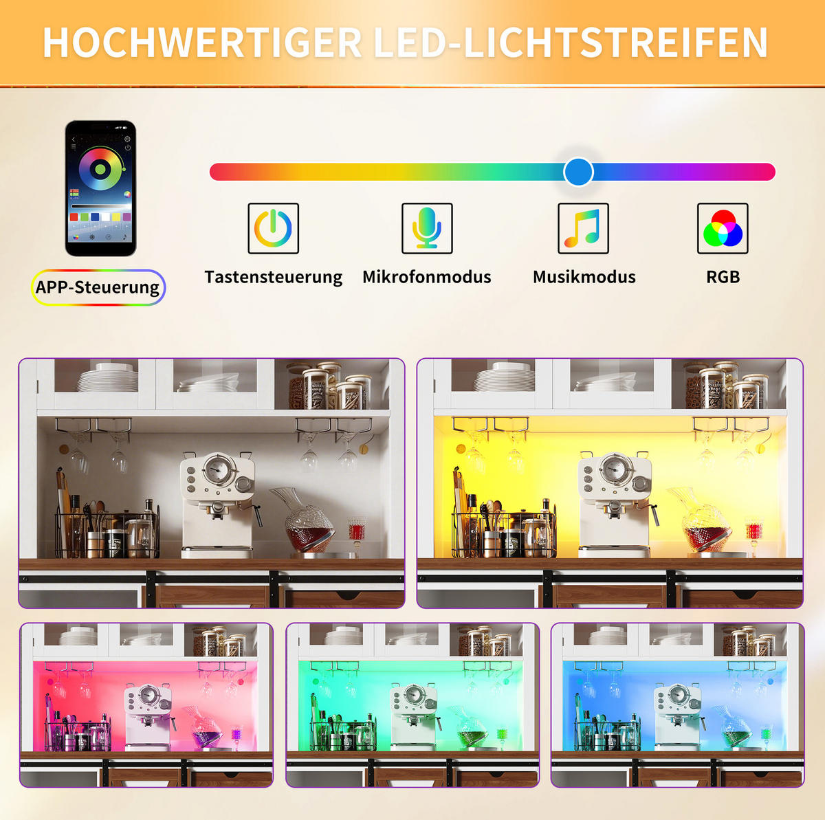 VISOKI element, 104/40/180 cm, MDF/metal/staklo bijeli, s LED rasvjetom i kliznim vratima - bijela, staklo (104/180/40cm) - BEAOK