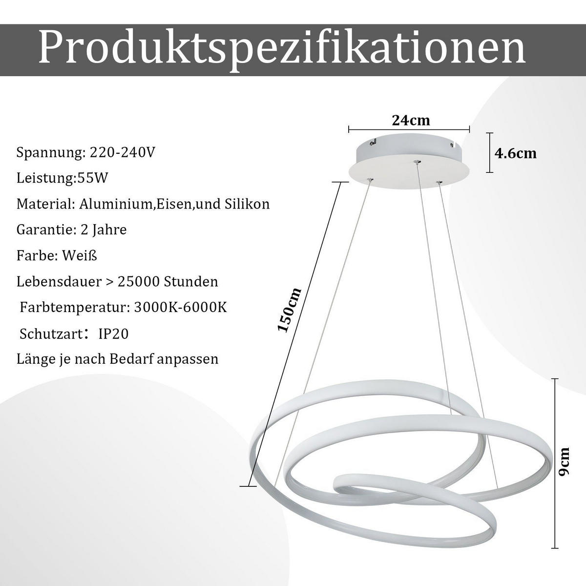 HÄNGELEUCHTE Sonne 50/50/5 cm - Weiß, Metall (50/50/5cm) - Nettlife