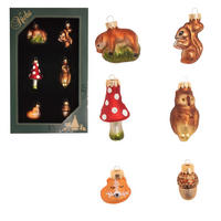 CHRISTBAUMSCHMUCK Waldtiere Mini-Set Mehrfarbig 5cm (Glas / 6 Stk.) - Multicolor, Glas (3/5/3cm) - Krebs Glas Lauscha