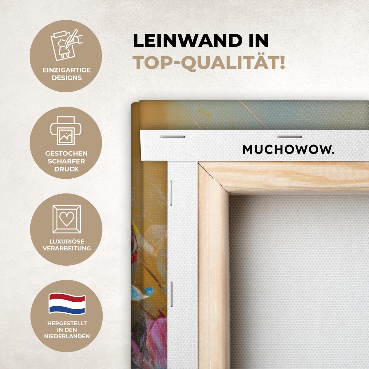 LEINWANDBILD Blumen - Kunst - Natur - Ölgemälde Wandbilder 80x60 cm - Multicolor, Textil (80/60cm) - MuchoWow