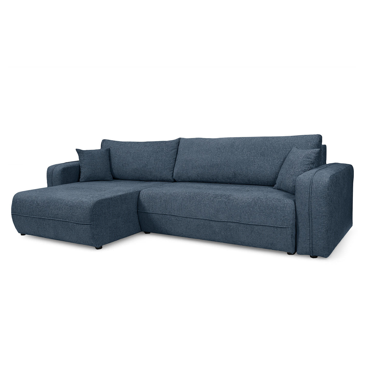 ECKSOFA mit Schlaffunktion - 272 cm - Blaugrau/Schwarz, Kunststoff/Textil (272/145cm) - home24