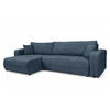 ECKSOFA mit Schlaffunktion - 272 cm - Blaugrau/Schwarz, Kunststoff/Textil (272/145cm) - home24