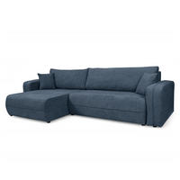 ECKSOFA mit Schlaffunktion - 272 cm - Blaugrau/Schwarz, Kunststoff/Textil (272/145cm) - home24