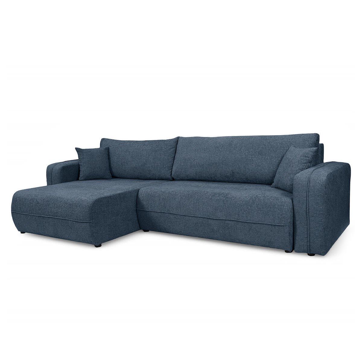 ECKSOFA mit Schlaffunktion - 272 cm - Blaugrau/Schwarz, Kunststoff/Textil (272/145cm) - home24