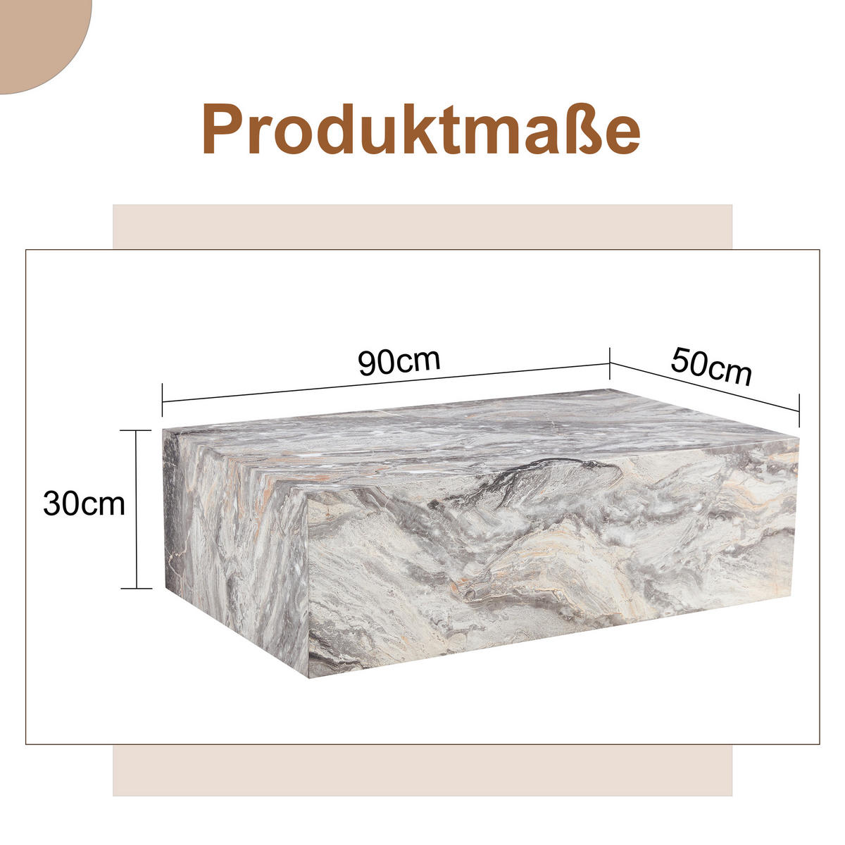 COUCHTISCH DE-011 Modern Grau Marmorimitat - Grau, Holzwerkstoff (51/91/31cm) - ComfortXL