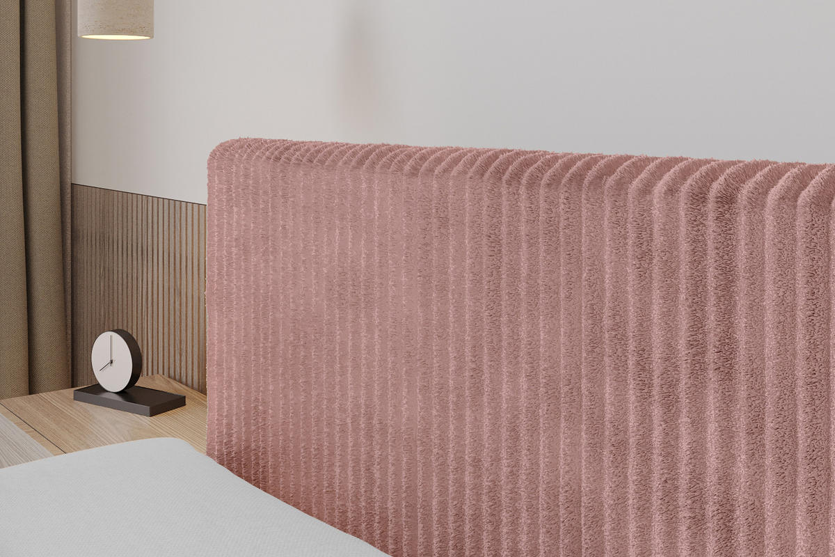 BOXBETT mit Matratze H4 und Lattenrost - TOLO-Z - 120x200 Cord - Hellrosa - Hellrosa, Holzwerkstoff (120/200cm) - ALTDECOR