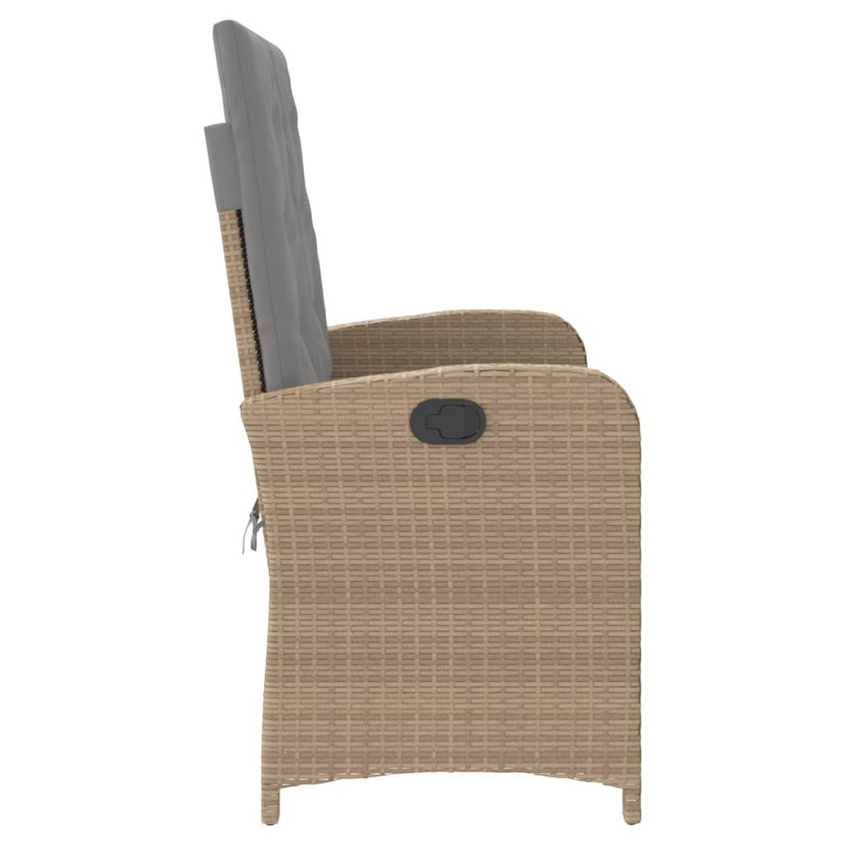 GARTENBANK Verstellbar mit Kissen Beige Poly Rattan - Beige, Kunststoff (105/93/59cm) - furnicato