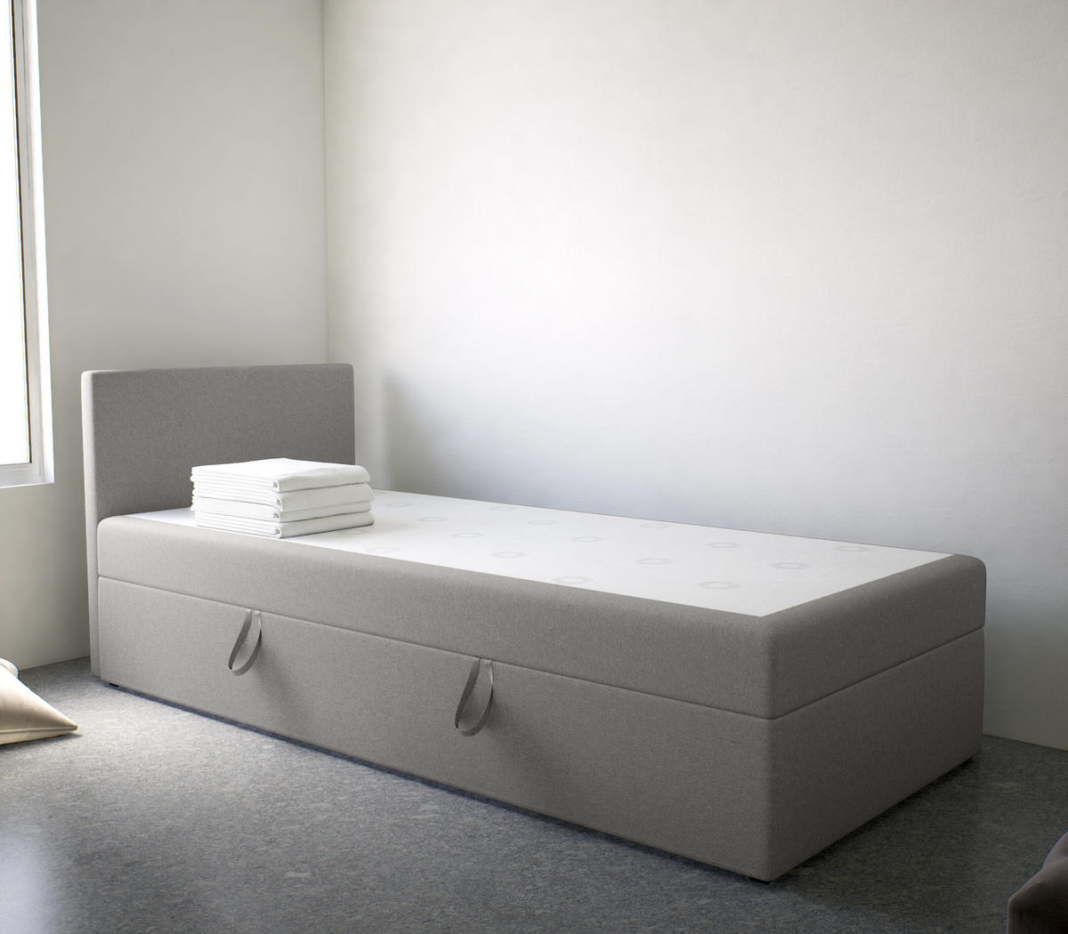 BOXBETT Verdig Mini Basic 100x200 Hellgrau Links - Hellgrau, Holz (100/200cm) - Fedve