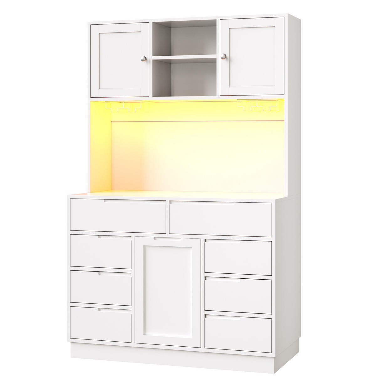 BUFFET 120/183,5/40 cm Weiß aus MDF mit Lichtleiste - Weiß, Holzwerkstoff (40/183.5/120cm) - OKMYHOME