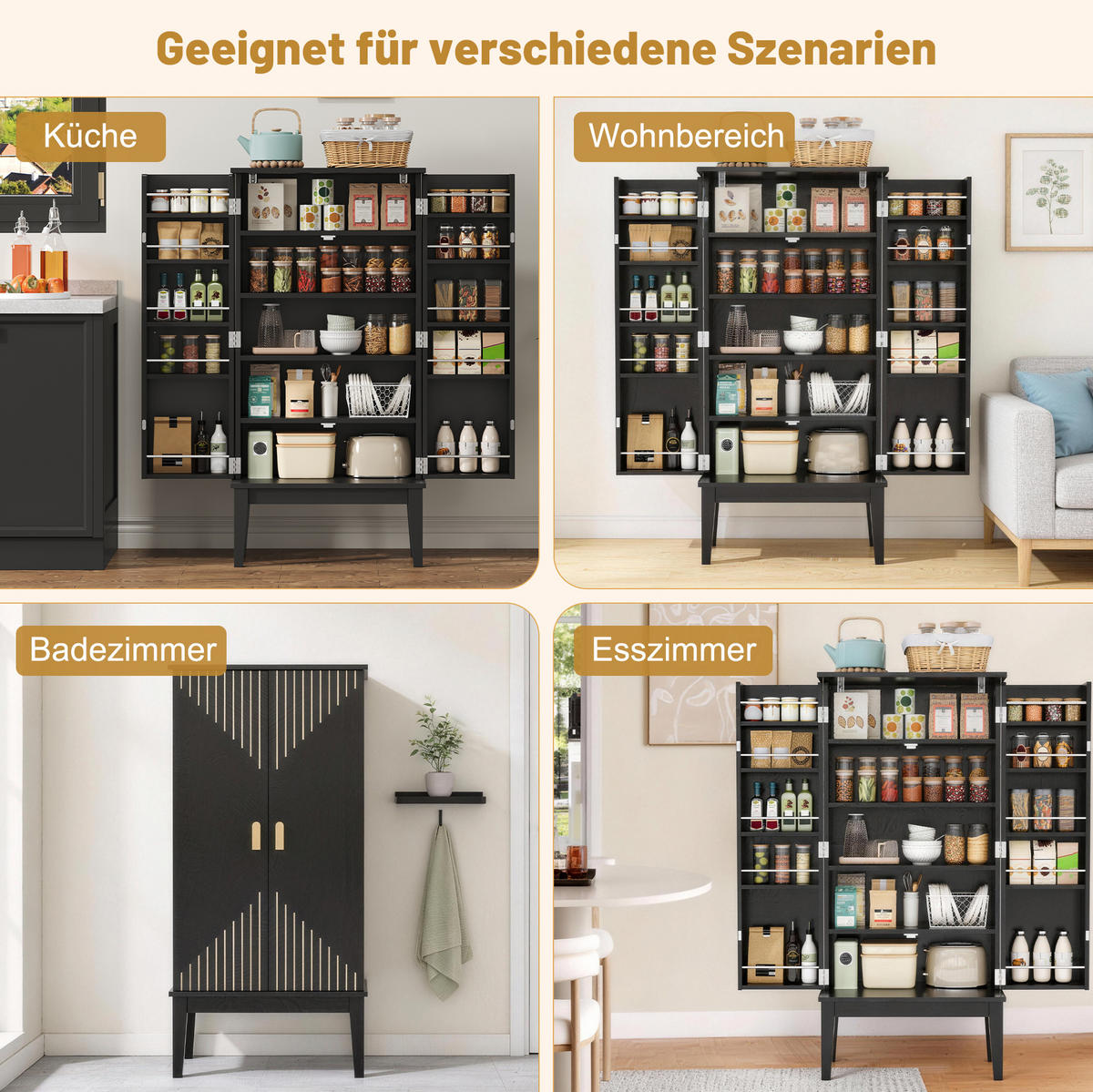 BUFFET 120/59/30 cm Schwarz aus MDF mit 2 Türen - Schwarz, Holzwerkstoff (30/120/59cm) - OKMYHOME