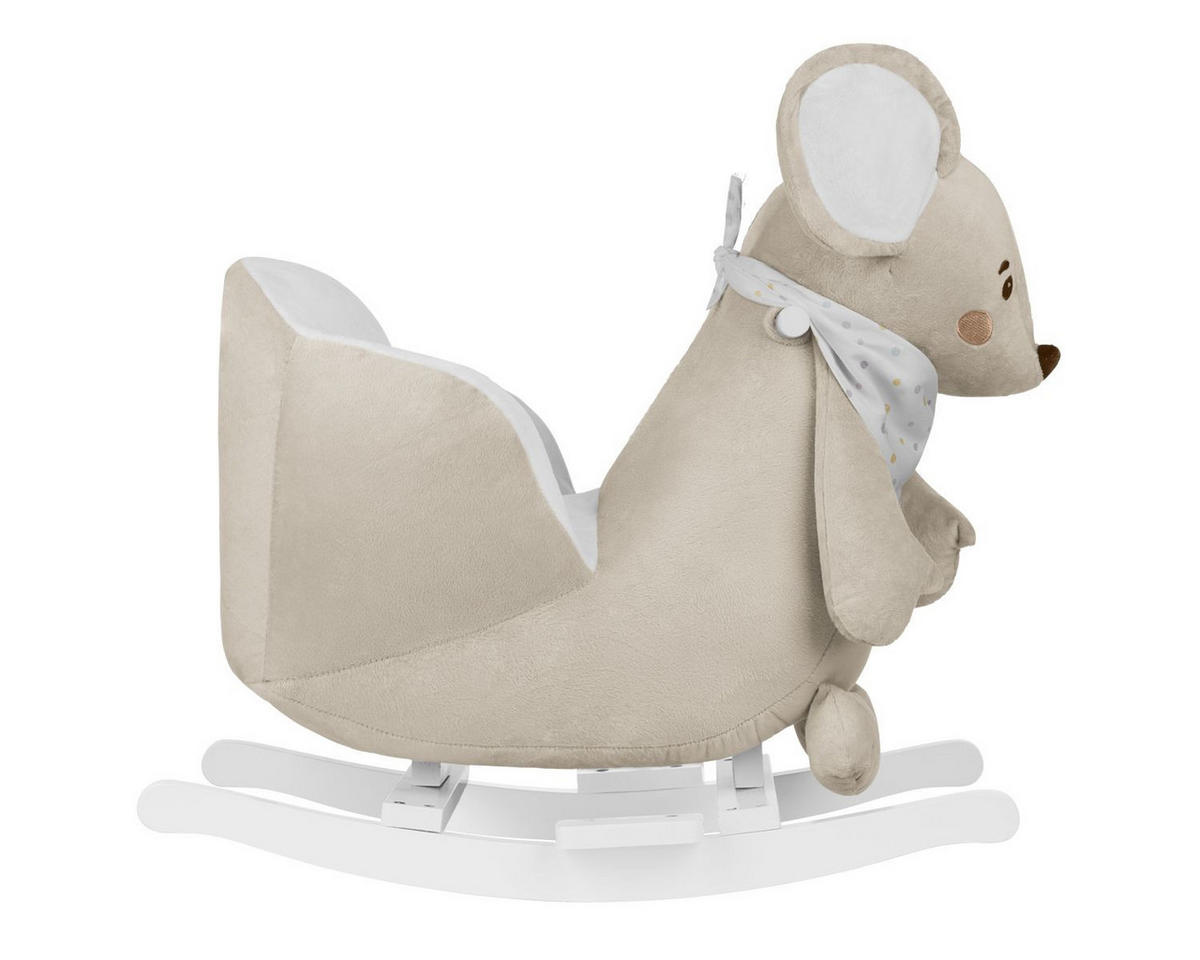 SCHAUKELTIER Maus beige Plüsch, Sicherheitsgurt, Holzgriffe, Fußstützen, Rückenlehne - Beige, Textil (35/58/58cm) - Kikka boo