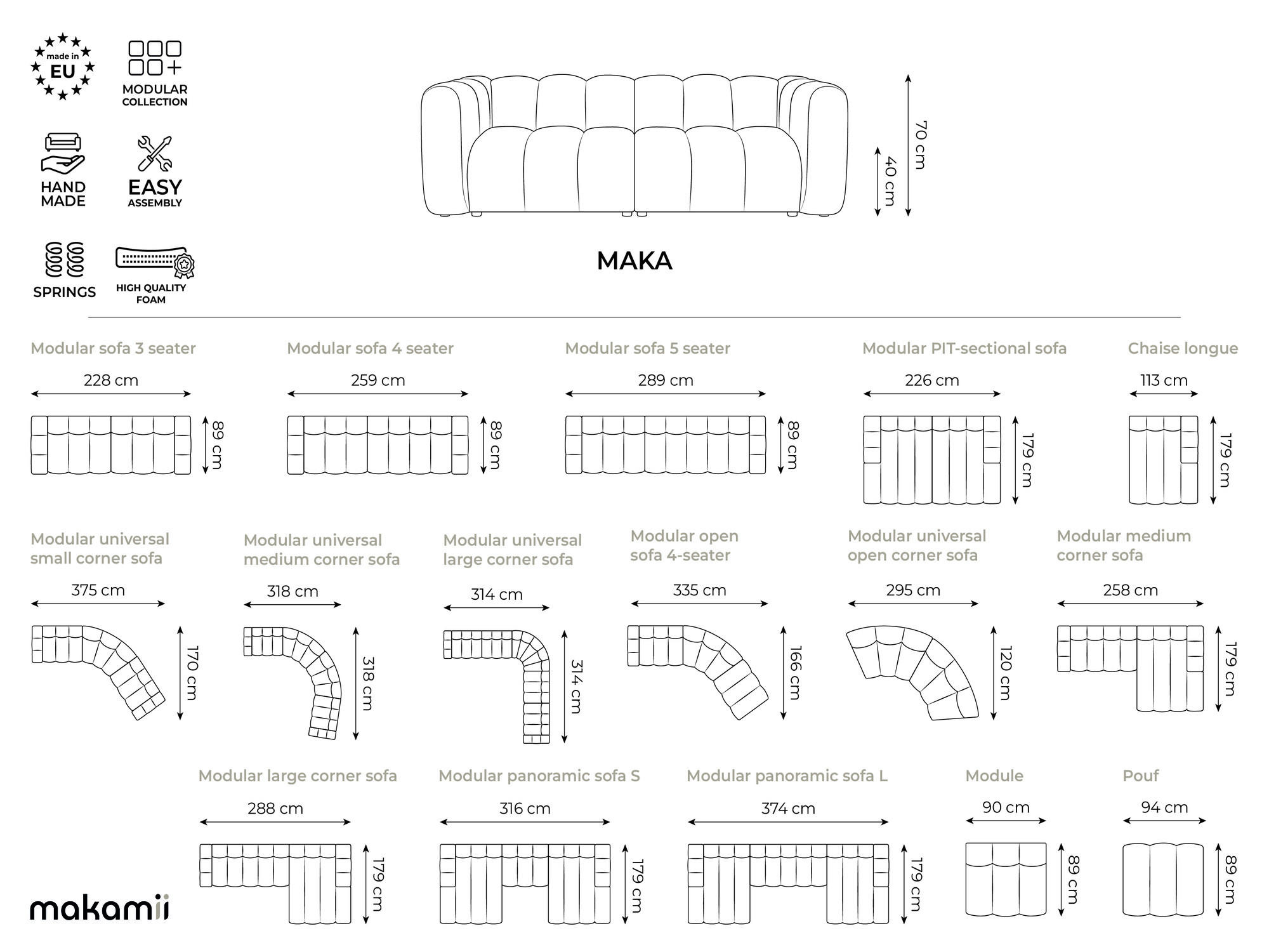Thumbnail - Makamii Sofaelement, Dunkelgrau, Textil, 1-Sitzer, 90x70x89 cm, Hergestellt in Europa, Oeko-Tex®, Wohnzimmer, Sofas & Co...