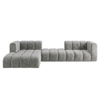 ECKSOFA Modulares In L-Form, Velvet-Stoff Riviera, Grau, Links, GRAND 319 cm - Grau, Holz (319/175cm) - Kaiser Möbel