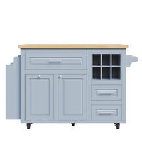 KÜCHENINSEL Blau 143/45-75/91 cm - Blau, Holzwerkstoff (143/91/75cm) - PANGIVO