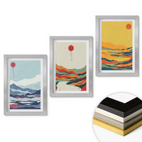 WANDBILDER 3er Set - 20x30 cm Silberner Rahmen - Abstraktion von farbenfrohen Bergen und Flüssen - Silberfarben, Kunststoff (20/30cm) - ArtPrintCave