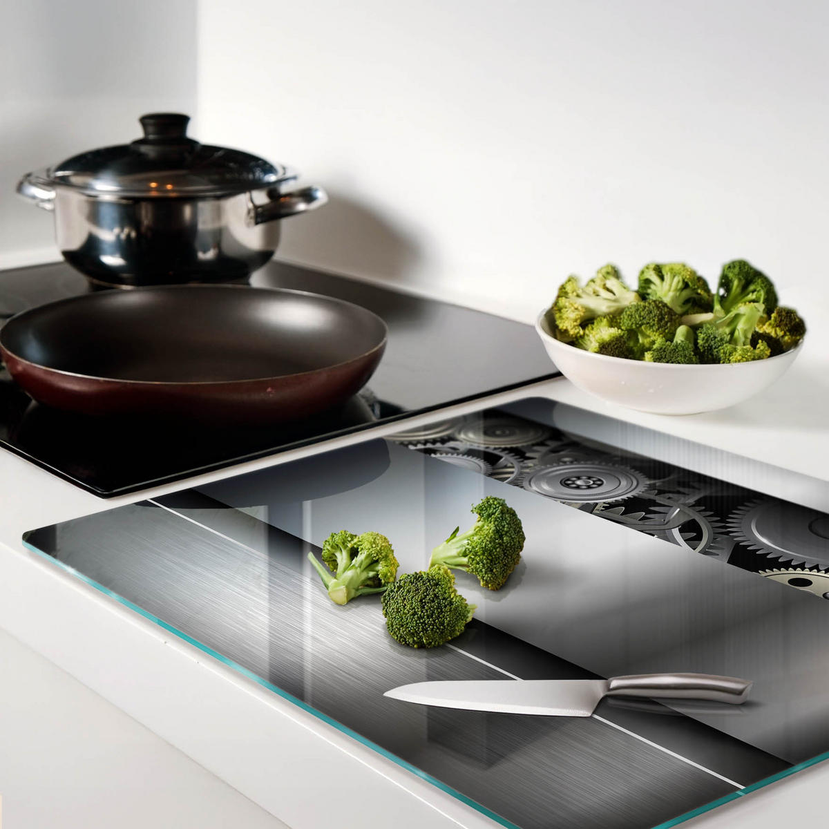 GLASPLATTE 60x52 cm Textur - Silberfarben, Glas (60/0.4/52cm) - TULUP