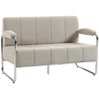 SOFA, 2-Sitzer, Chenille, Stahl/Schaumstoff, beige, 120x73x76cm - Multicolor, Holzwerkstoff (120/76/73cm) - FORIOUS