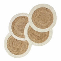 JUTE-TISCHSET creme-natur, 4er-Set Platzsets rund geflochten, 40 cm - Naturfarben/Weiß, Naturmaterialen (40/40cm) - Homescapes