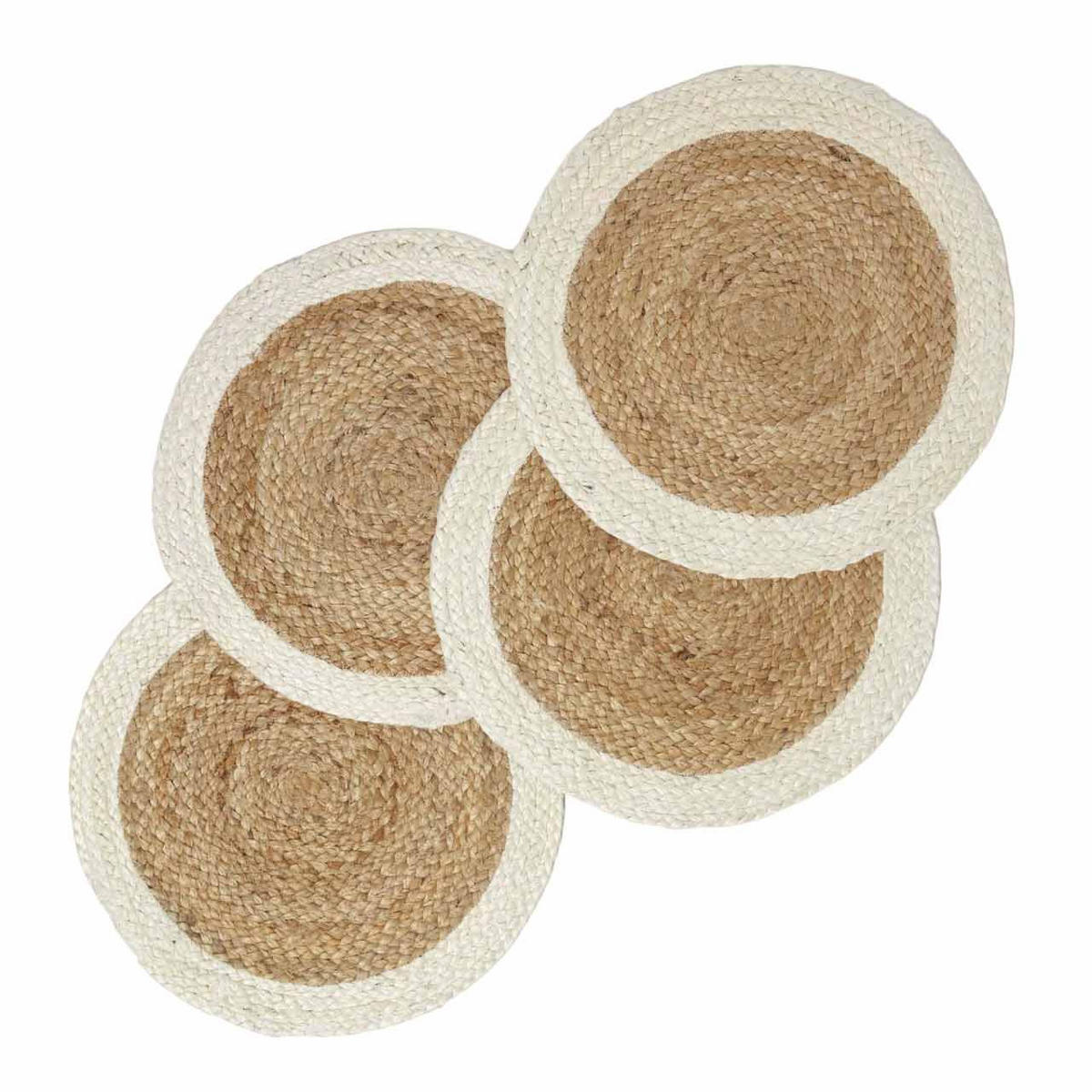 JUTE-TISCHSET creme-natur, 4er-Set Platzsets rund geflochten, 40 cm - Naturfarben/Weiß, Naturmaterialen (40/40cm) - Homescapes