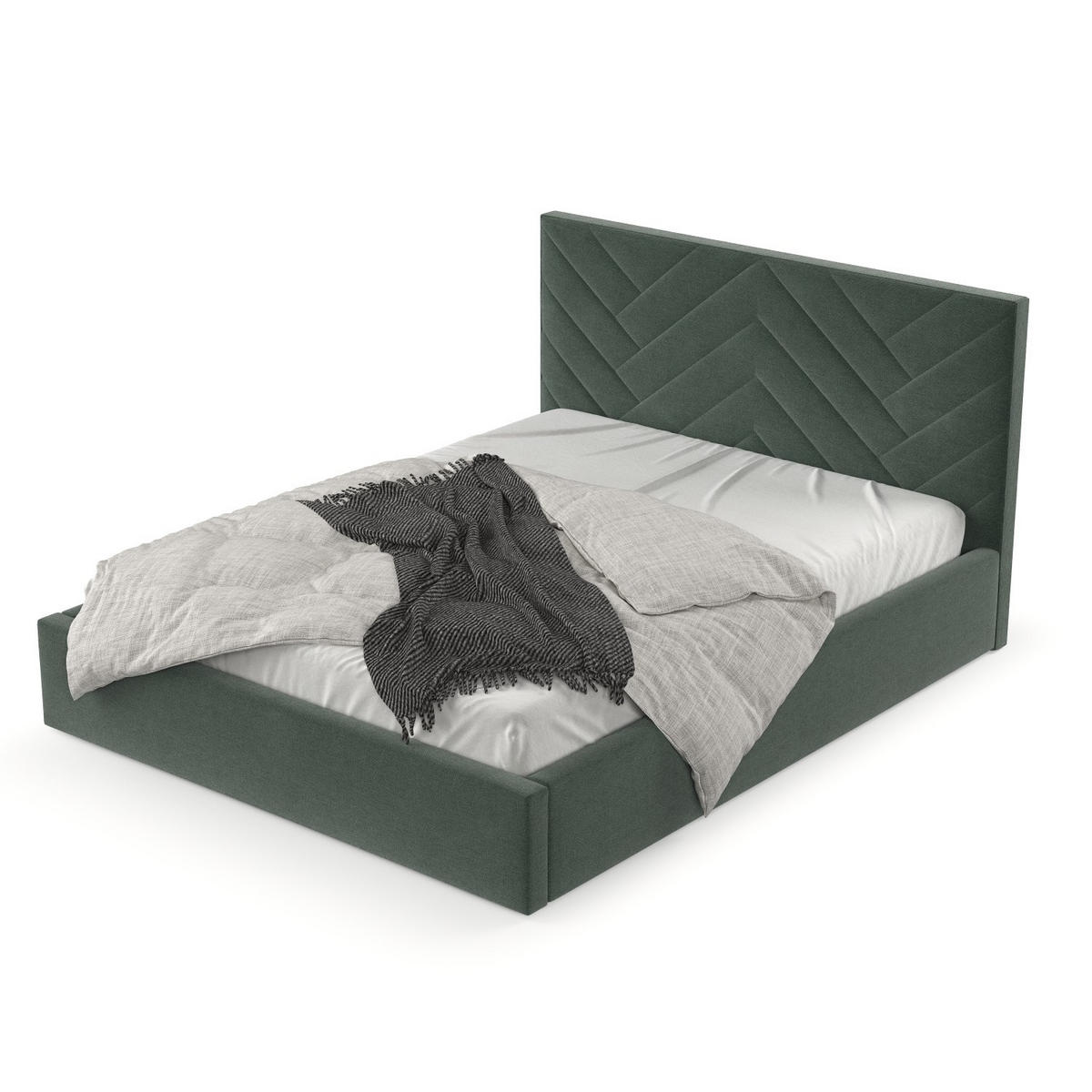 POLSTERBETT Arco 160/200 cm Grün im Asti Stoff - Schwarz/Naturfarben, Holz/Holzwerkstoff (160/200cm) - AltaBeds