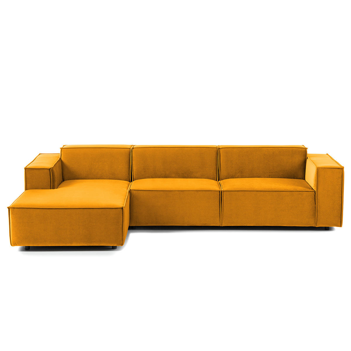 ECKSOFA mit Longchair - Gelb/Schwarz, Kunststoff/Textil (294/177cm) - home24