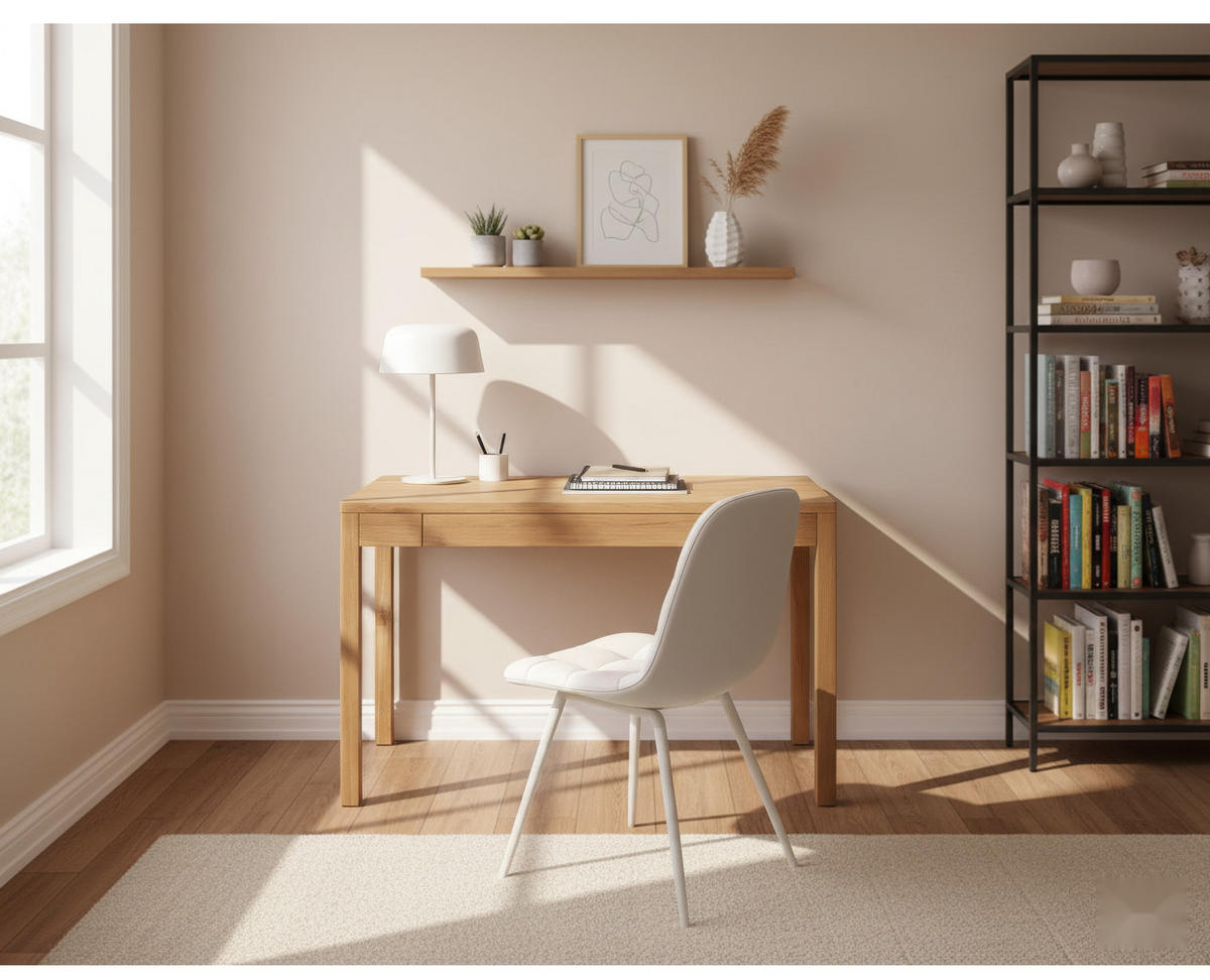 SCHREIBTISCH Franz 120, Natur Massiveiche - Beige, Holz (65/120/75cm) - WOODEK
