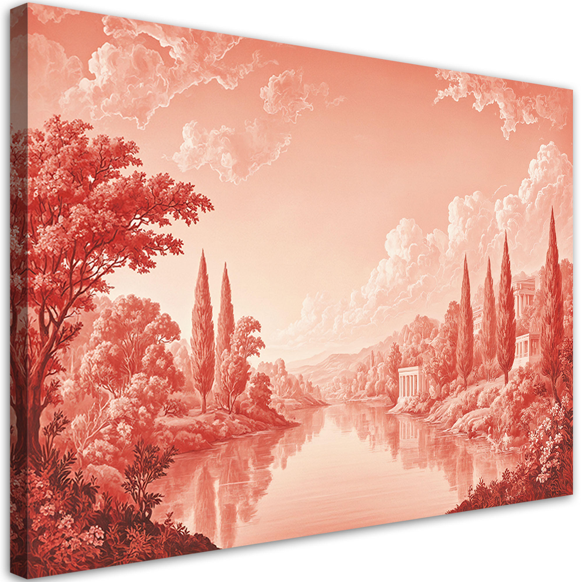 WANDBILD roter see landschaft - Rot, Textil (60/40cm) - Feeby