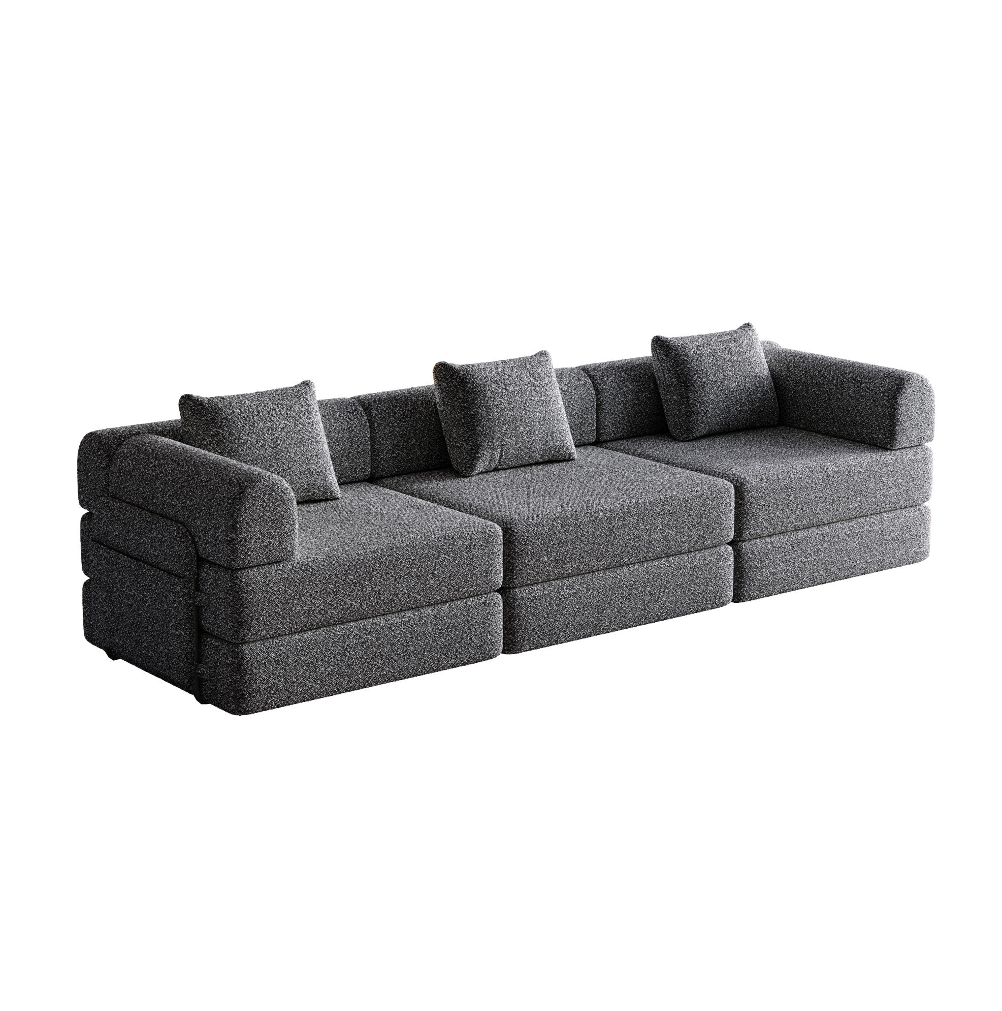 SCHLAFSOFA 2-in-1 in Grau – klappbar mit Armlehnen-Staufach aus Chenille - Grau, Textil (274/69.8/183.8cm) - BEAOK