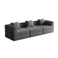 SCHLAFSOFA 2-in-1 in Grau – klappbar mit Armlehnen-Staufach aus Chenille - Grau, Textil (274/69.8/183.8cm) - BEAOK