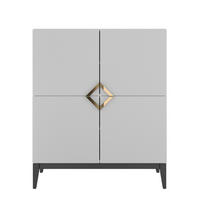 HIGHBOARD Demi High, Weiß-Schwarz-Gold, Mit Gefrästen Fronten, Massive Buche - Goldfarben/Schwarz, Holz/Holzwerkstoff (100.5/120.5/42cm) - Visby