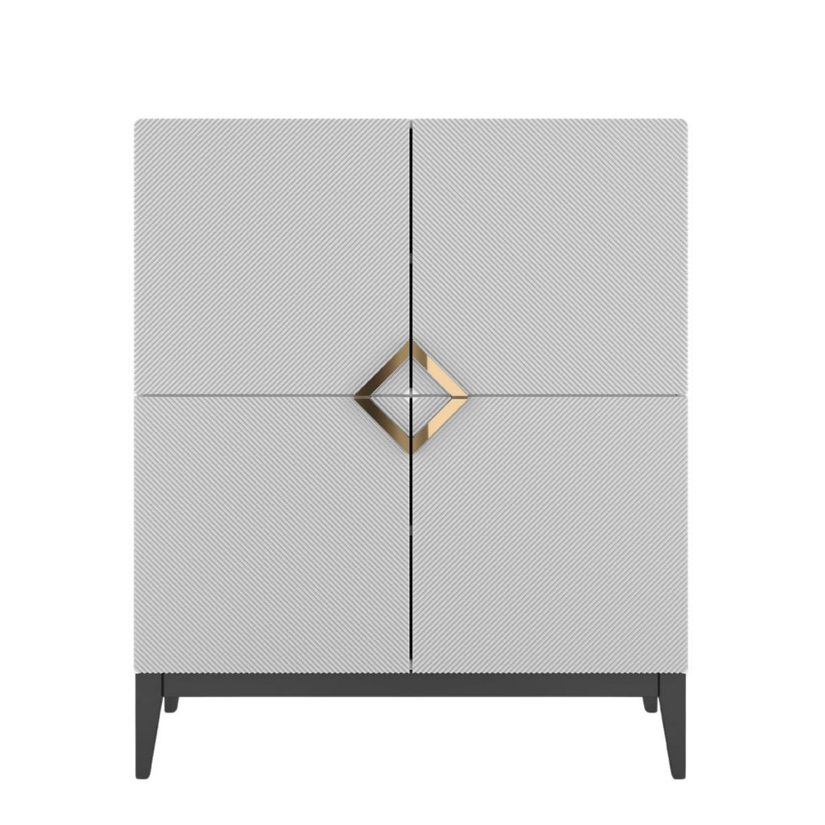 HIGHBOARD Demi High, Weiß-Schwarz-Gold, Mit Gefrästen Fronten, Massive Buche - Goldfarben/Schwarz, Holz/Holzwerkstoff (100.5/120.5/42cm) - Visby
