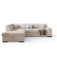 ECKSOFA mit Schlaffunktion Cordstoff MILENZO Vanille Links - Creme, Holz (260/175cm) - Bromarkt
