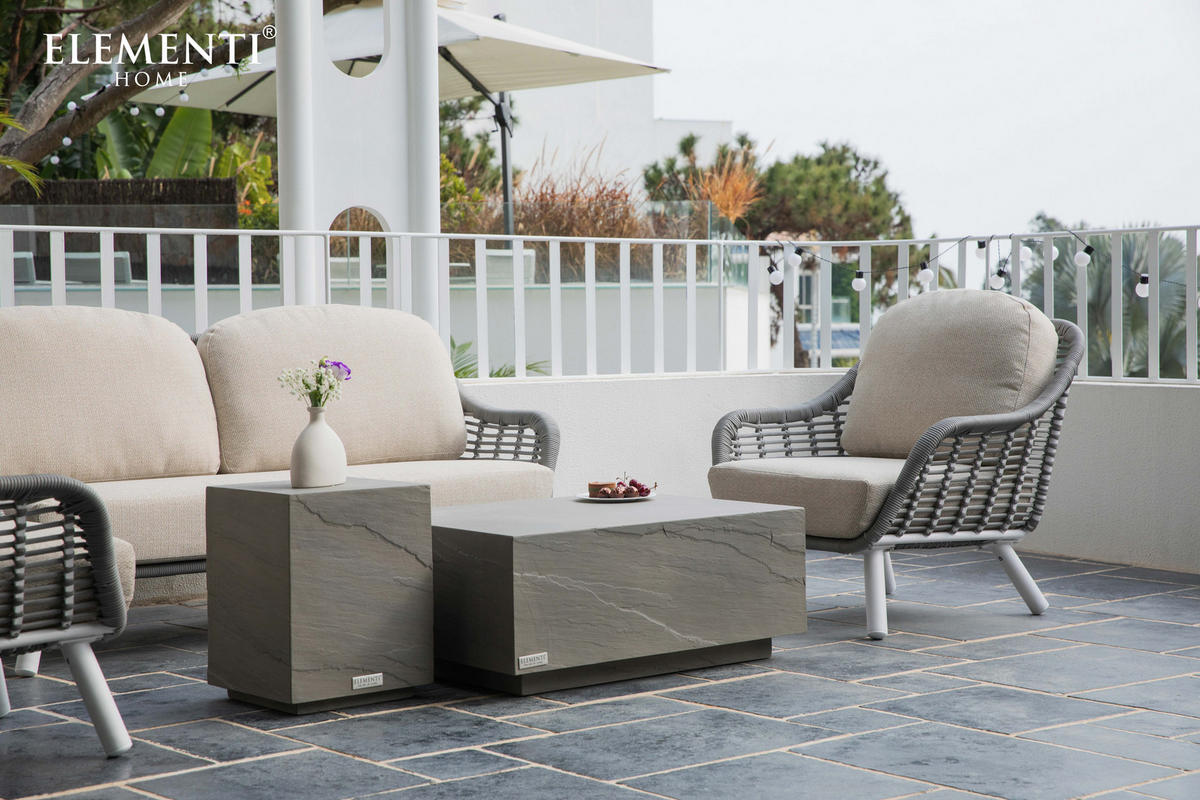 COUCHTISCH COLORADO aus GF-Beton Rechteck, Wetterbeständig, 86x66x36 cm - Grau, Naturmaterialien (86/66/36cm) - Elementi