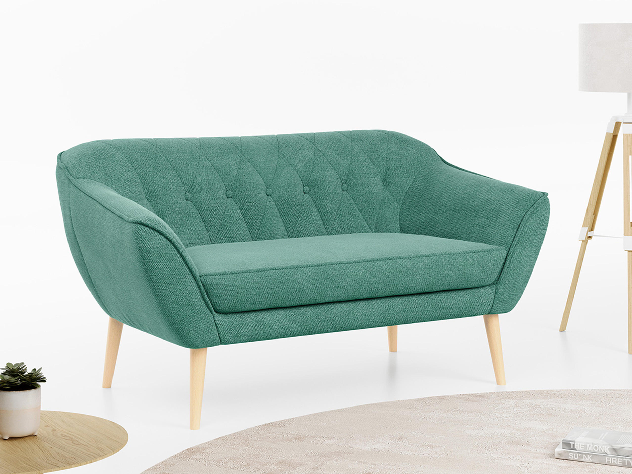 SOFA Pirs 2 Sitzer Strukture Grün - Braun/Grün, Holz/Textil (140/75/74cm) - MKS