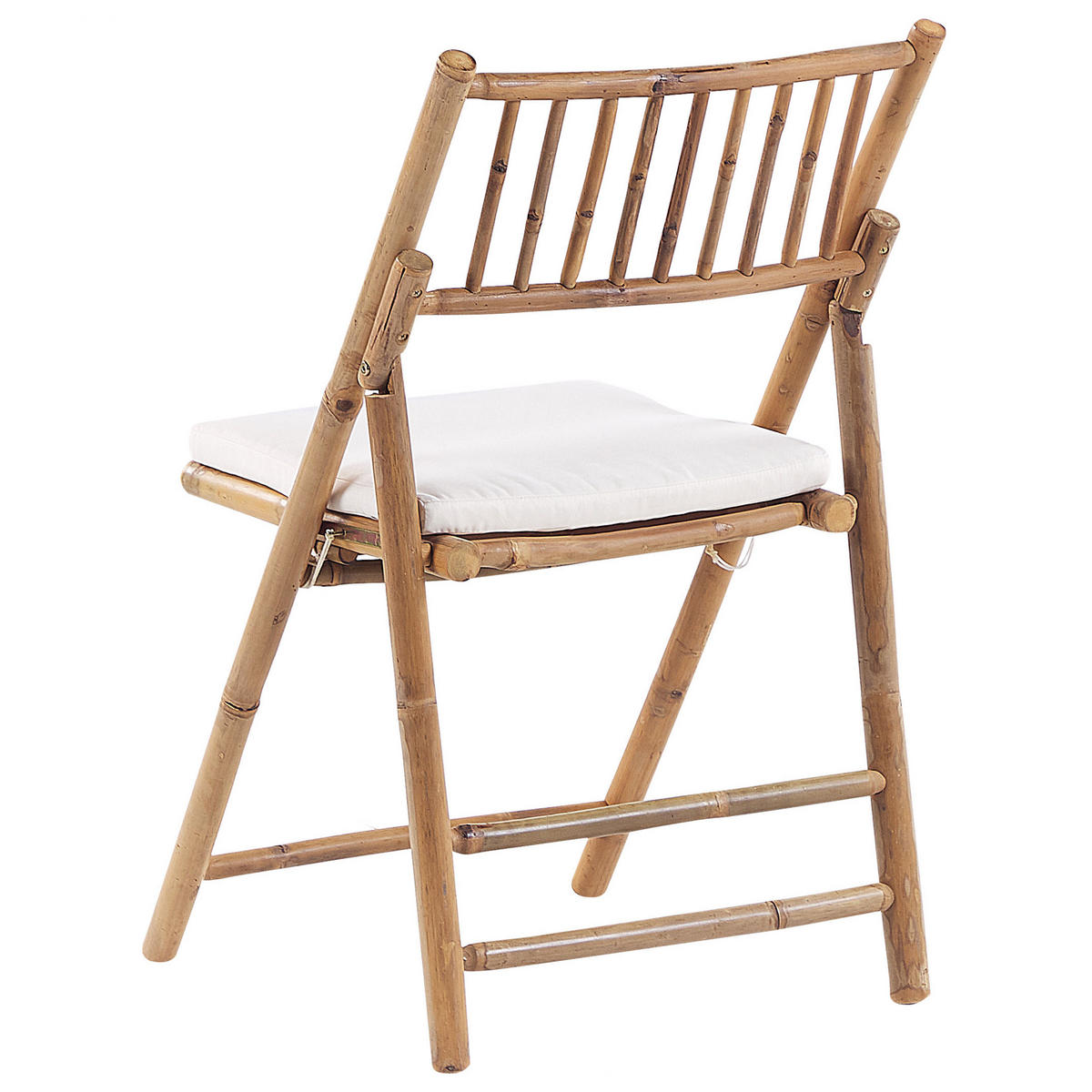 BALKONSET 2-Sitzer Bambusholz hellbraun Auflagen cremeweiß zusammenklappbar Savelletri - Hellbraun/Weiß, Holz/Textil - Beliani