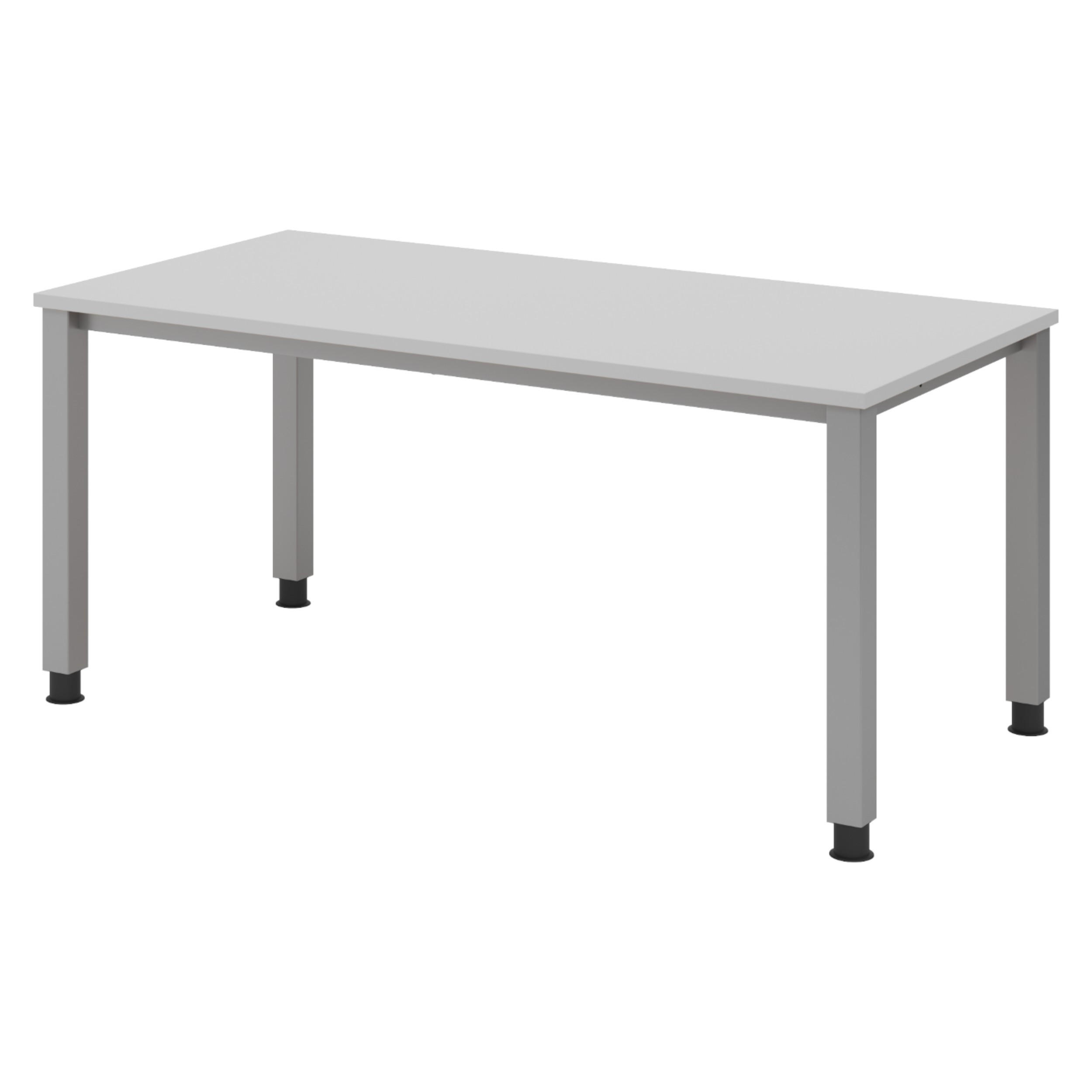 SCHREIBTISCH Serie-Q Gestell: Silber 80/160/74 cm in Grau - Grau, Holzwerkstoff (80/160/74cm) - bümö