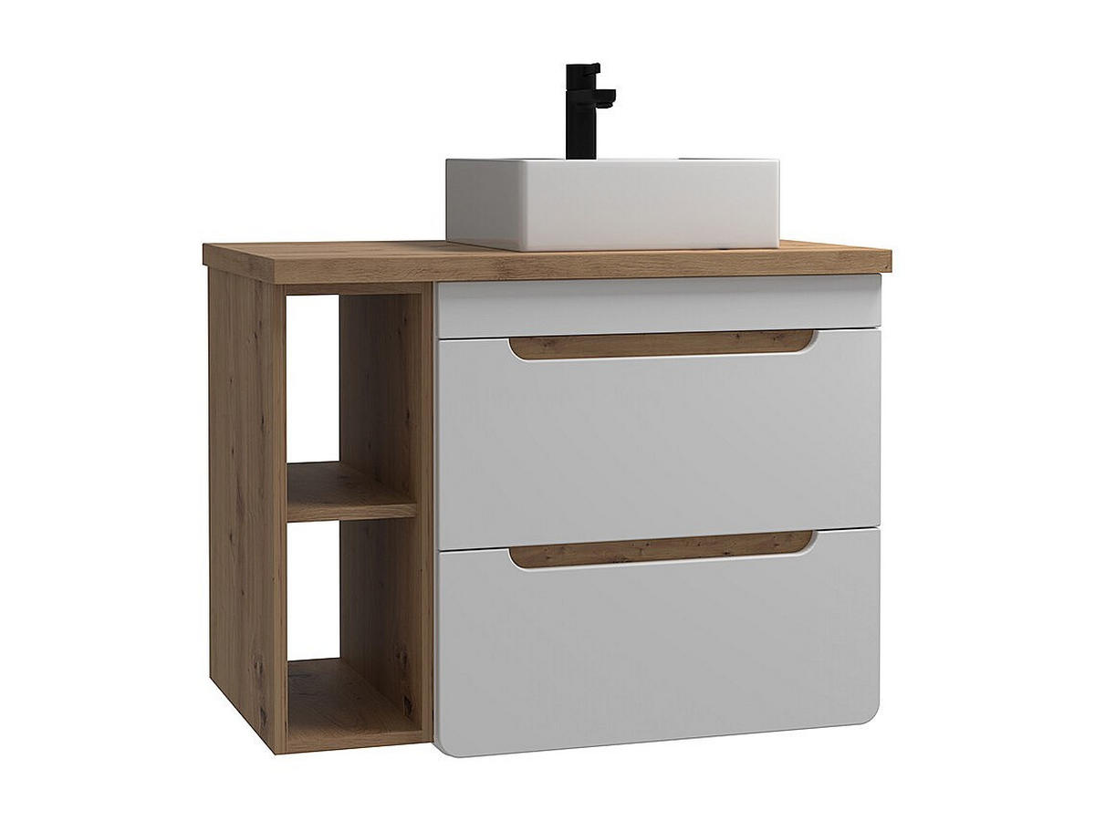 EINZELWASCHTISCH - 80cm x 46cm - Holzspan - naturfarben hell, weiß - ARUBA - Naturfarben, Holz (80/59/46cm) - Vente-Unique