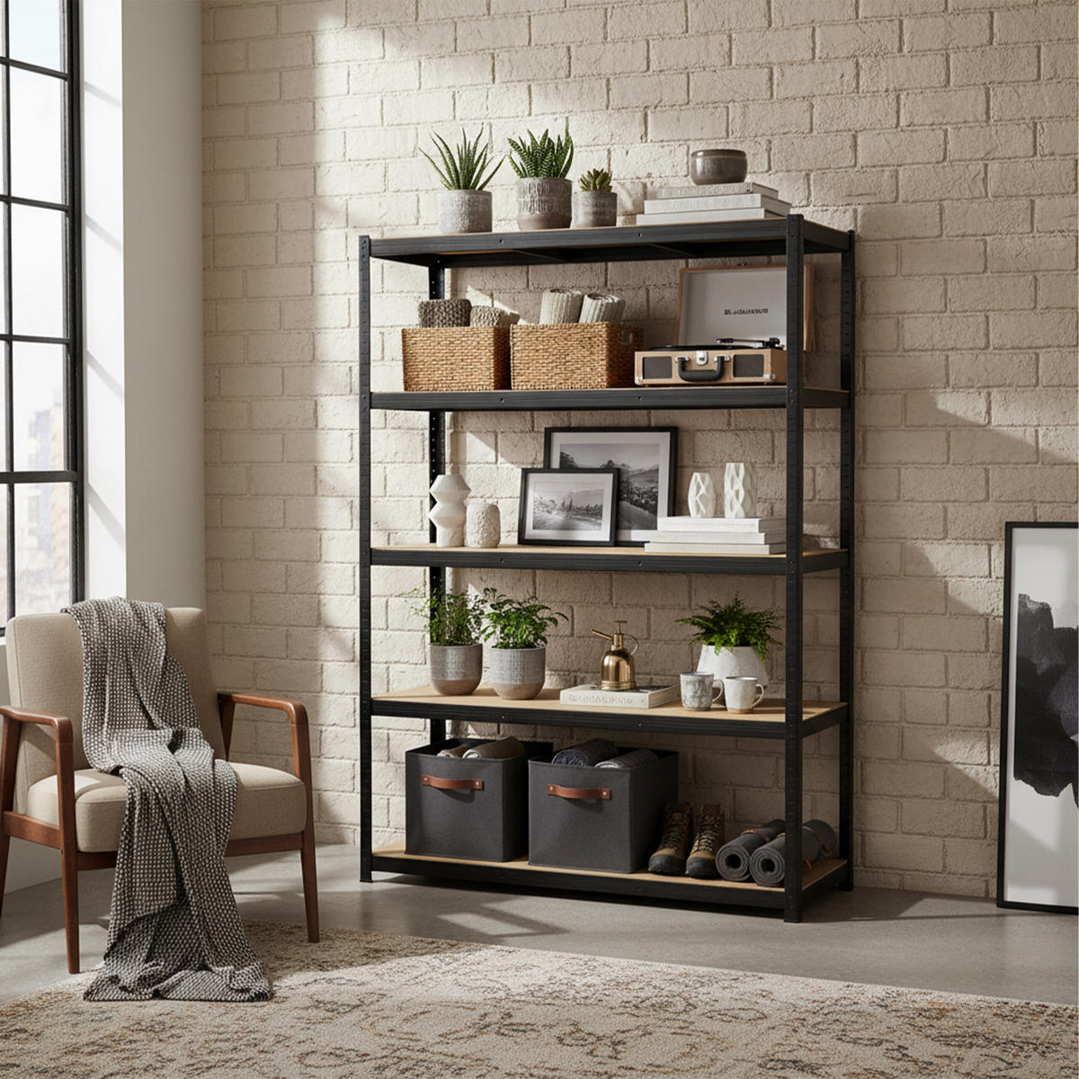 SCHWERLASTREGAL - Multicolor, Holzwerkstoff/Kunststoff (120/200/60cm) - Relaxdays