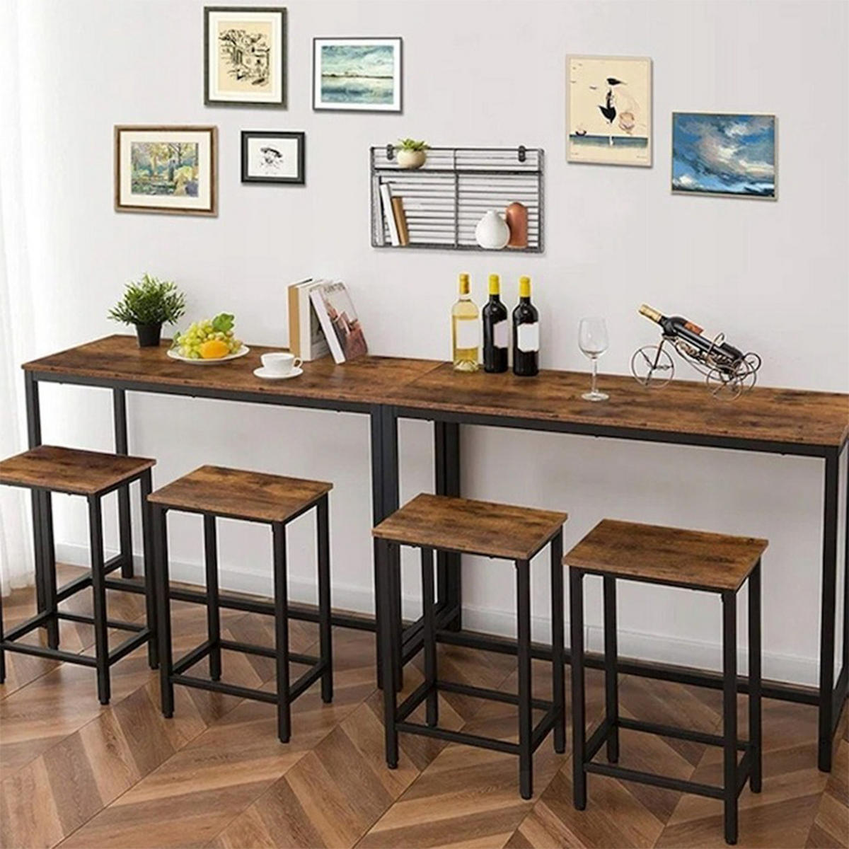 BAR-SET, 3-tlg. 100/40/90 cm - Braun, Holzwerkstoff (100/90/40cm)