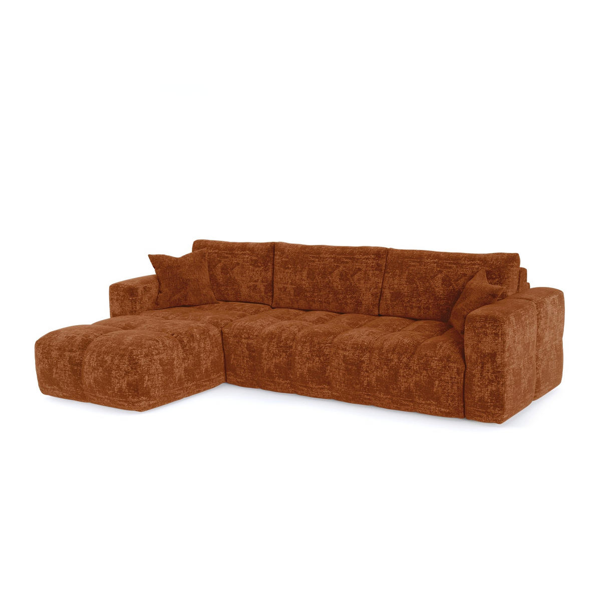 SCHLAFSOFA Express VIBE Geprägter Samt Terrakotta 286cm - Dunkelorange/Terracotta, Textil (286/165cm) - Premium Interiors