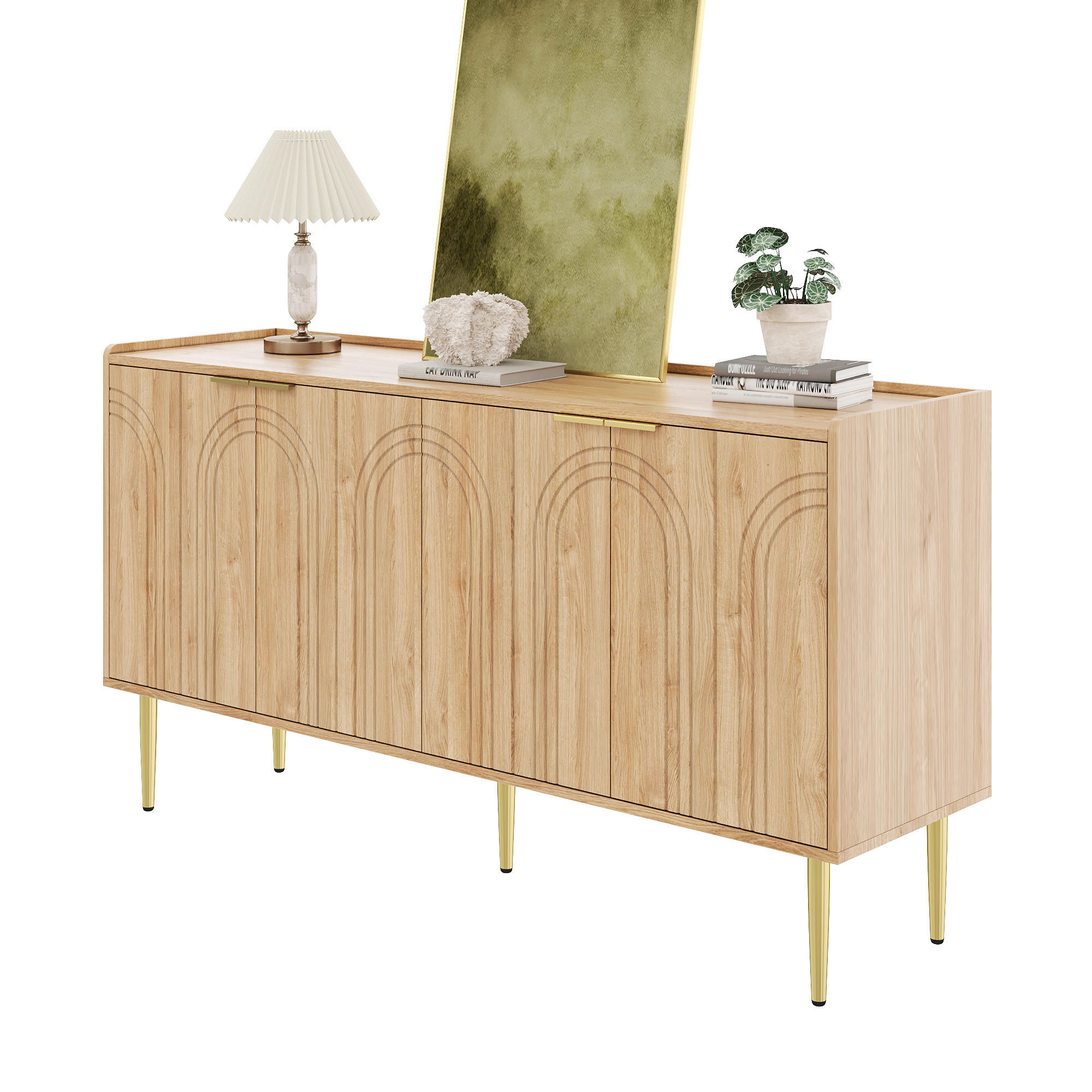 SIDEBOARD 140cm modern Stauraum Anrichte Wohnzimmer Buffet - Naturfarben, Holzwerkstoff (38/75/140cm) - FLIEKS
